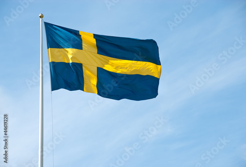 Flag of Sweden in the blue sky