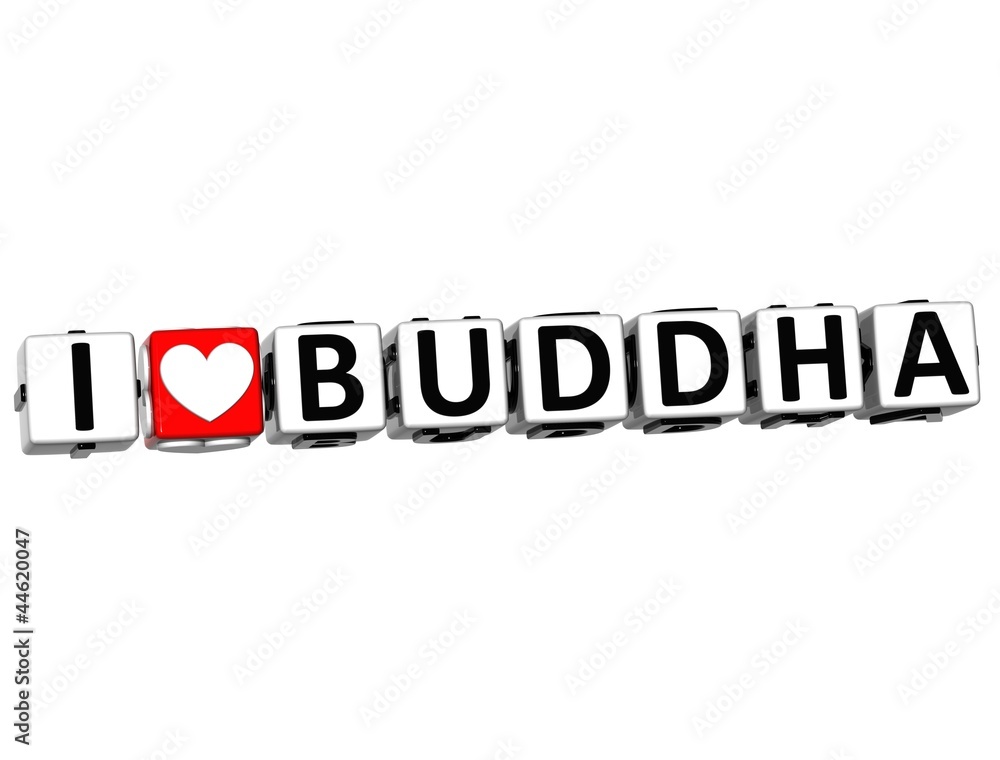 3D I Love Buddha Button Click Here Block Text 3D I Love Buddha Button Click Here Block Text