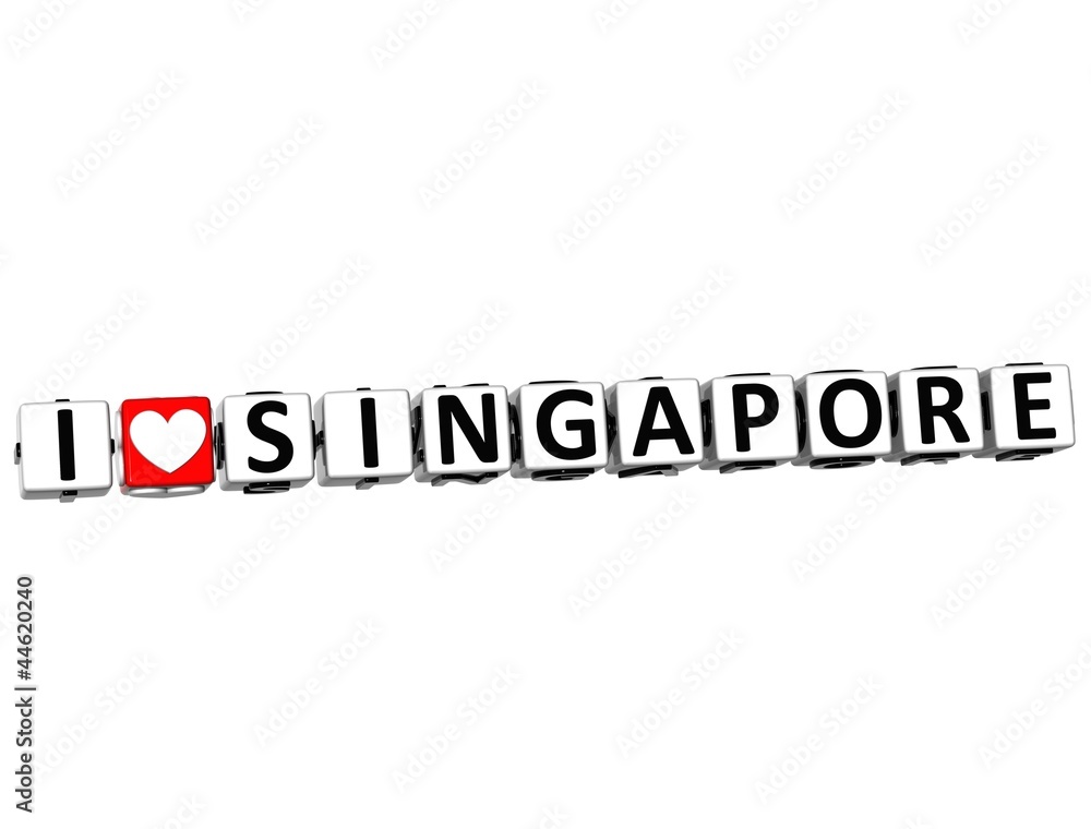 3D I Love Singapore Button Click Here Block Text