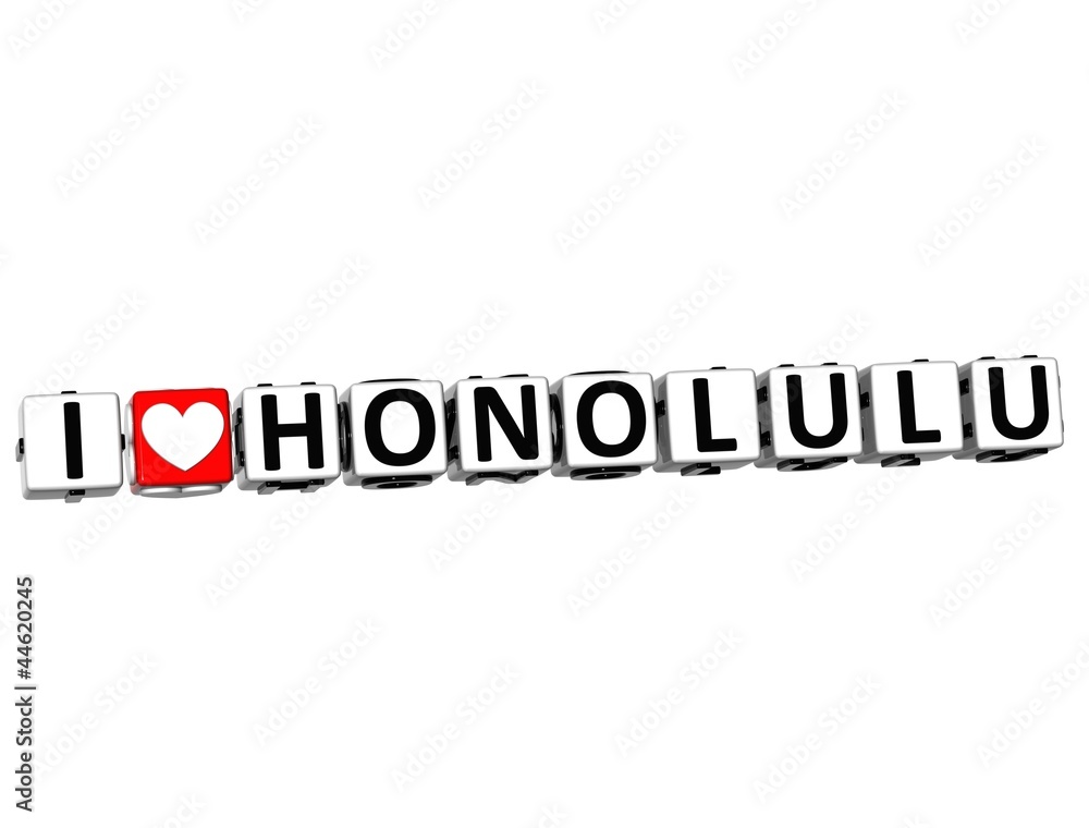 3D I Love Honolulu Button Click Here Block Text 3D I Love Honolulu Button Click Here Block Text