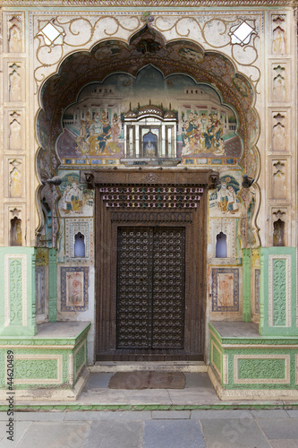 A frescoed Haveli doorway in Fatehpur, Shekhawati
