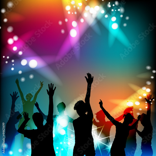 Dancing silhouettes with disco lights