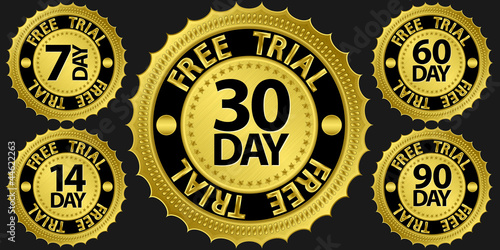 Free trial golden sign set, vector illustration