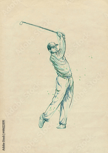 golf player - drawing