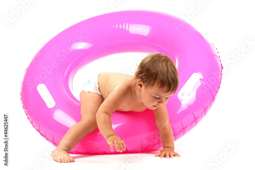 Cute baby and rubber ring i...