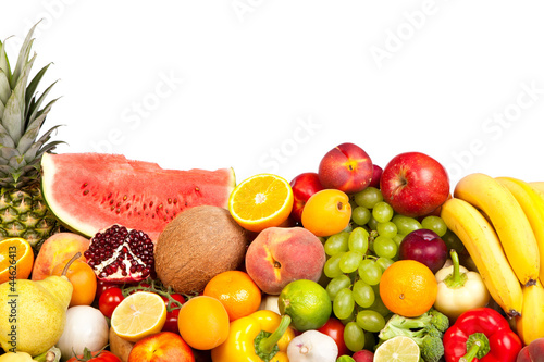 Huge group of fresh vegetables and fruits