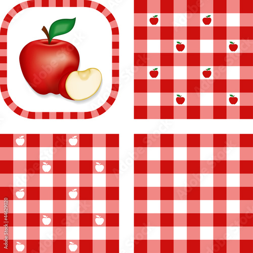 Seamless Gingham  Patterns, Apples, EPS has 3 pattern swatches