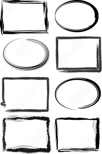 Grunge frames with brush strokes.