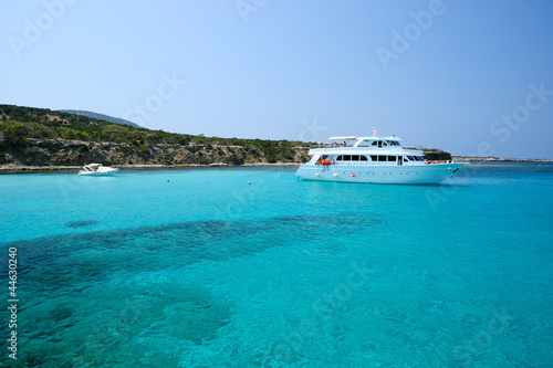 Yacht in blue lagoon