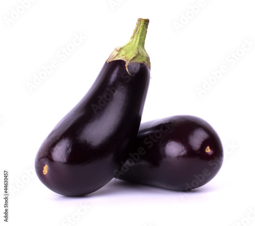 Two black eggplants isolated on white