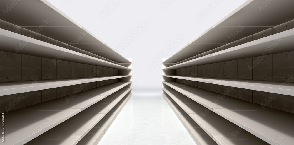 Obraz premium Shopping Aisle With Empty Shelves
