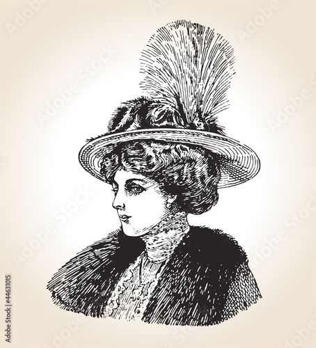 Vector illustration of vintage fashionable woman