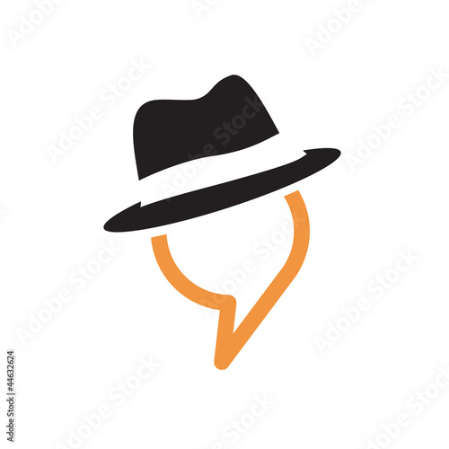 Logo talking, man in the hat # Vector