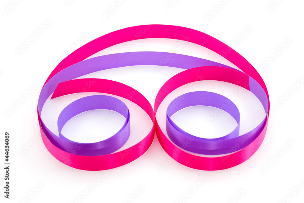 Pink and purple ribbon isolated on white background Pink and purple ribbon isolated on white background