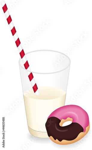 Milk glass and donuts
