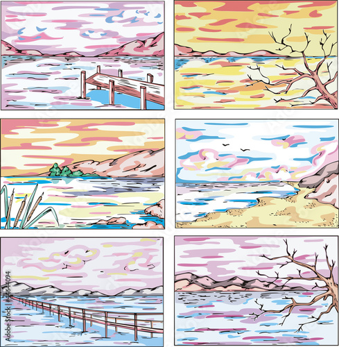 Sketches of coastal landscapes