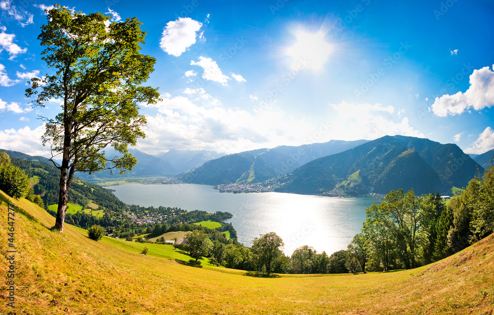 Panoramic view of Zell am See in Salzburg, Austria