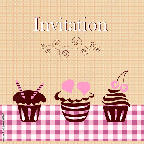 Invitation card with cakes
