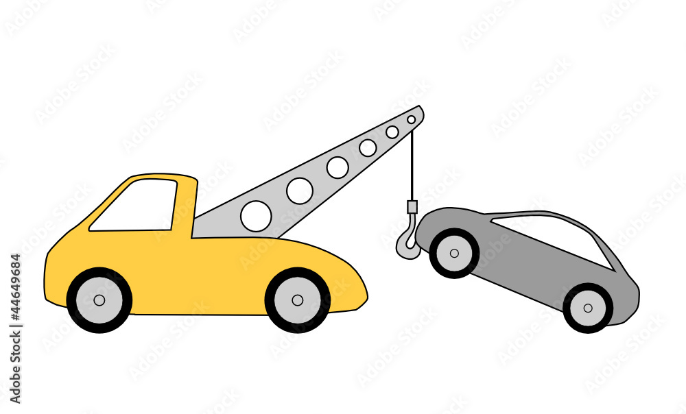 Abschleppwagen mit PKW, Illustration Abschleppwagen mit PKW, Illustration