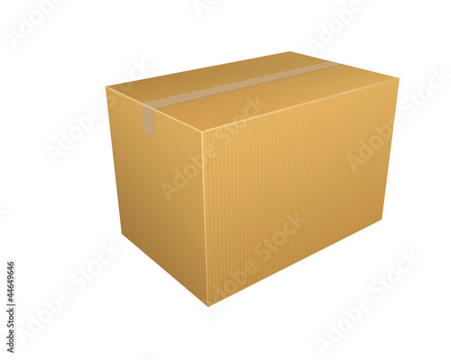Cardboard box blank and isolated on white black ground for trans