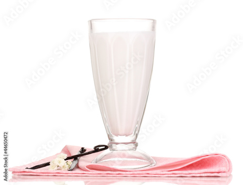 Vanilla milk shake isolated on white