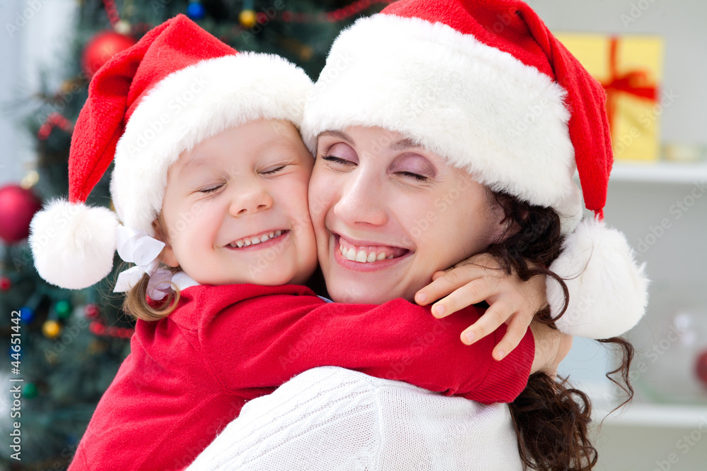 Mom and daughter in Christmas Mom and daughter in Christmas