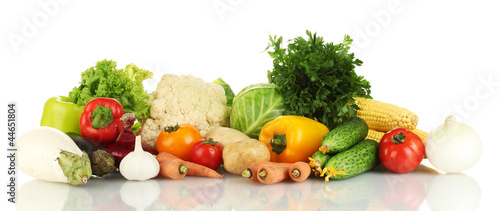 Many fresh vegetables isolated on white