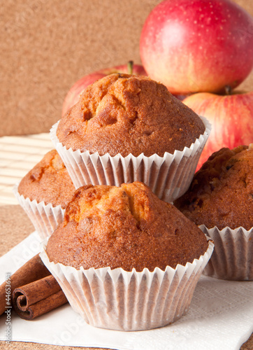 Delicious muffins with apple and cinnamon 