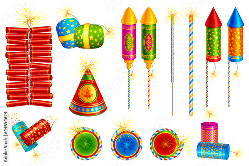 Fotótapéta vector illustration of collection of colorful fire cracker