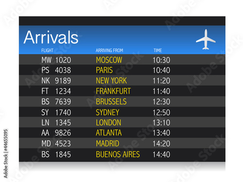 Airport arrival timetable illustration design