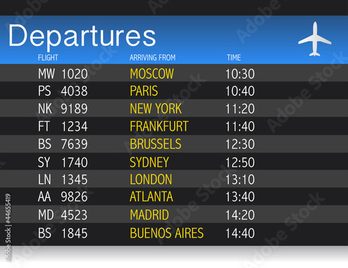 Airport time Departure table