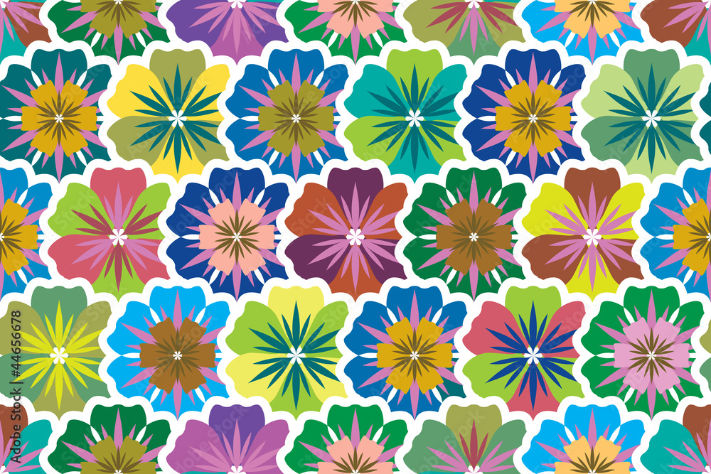 seamless background from multi-colored flowers similar in form seamless background from multi-colored flowers similar in form