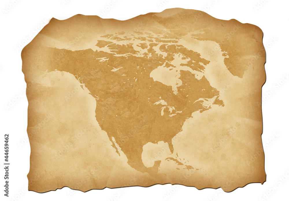 Obraz premium Vintage map of North America with antiqued edges