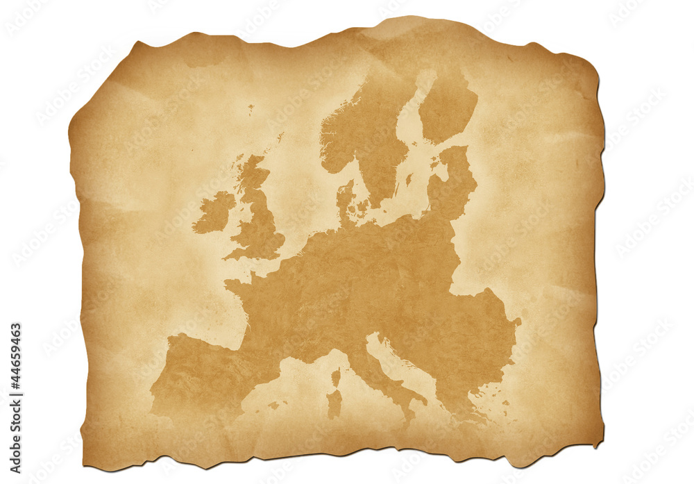 Vintage map of Europe with antiqued edges