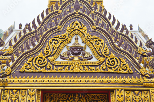 Detail of ornately decorated temple roof