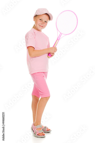 little girl with plays tennis © Sergey Khamidulin
