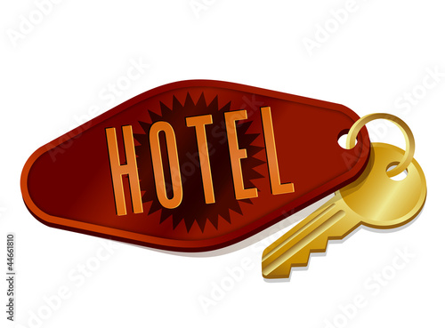 illustration of vintage hotel/motel room key