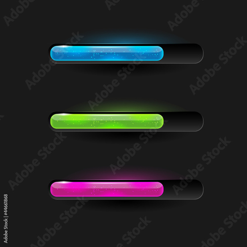 Three modern glossy loading bars - vector file
