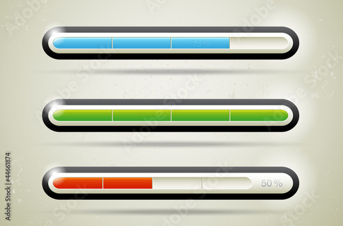 Three modern glossy loading bars - vector file