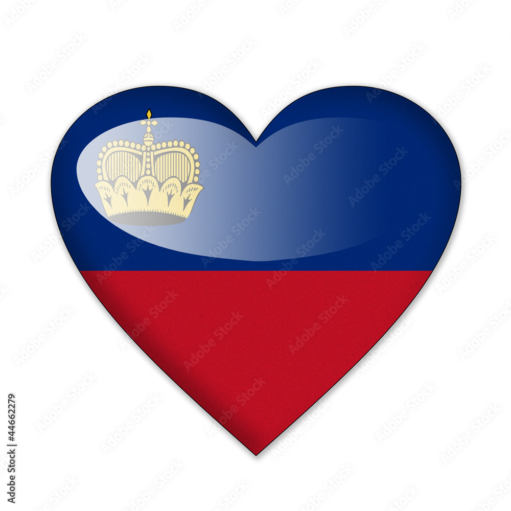 Liechtenstein flag in heart shape isolated on white background Liechtenstein flag in heart shape isolated on white background
