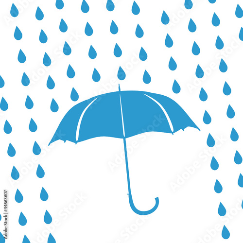 blue umbrella and rain drops