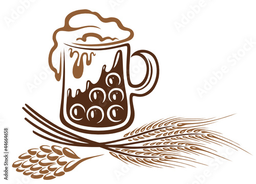 Bier, Hopfen, Gerste, Ähren, vector