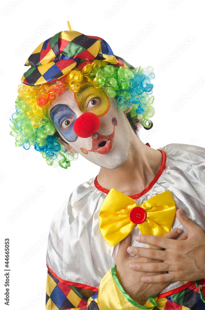 Funny clown on the white Funny clown on the white