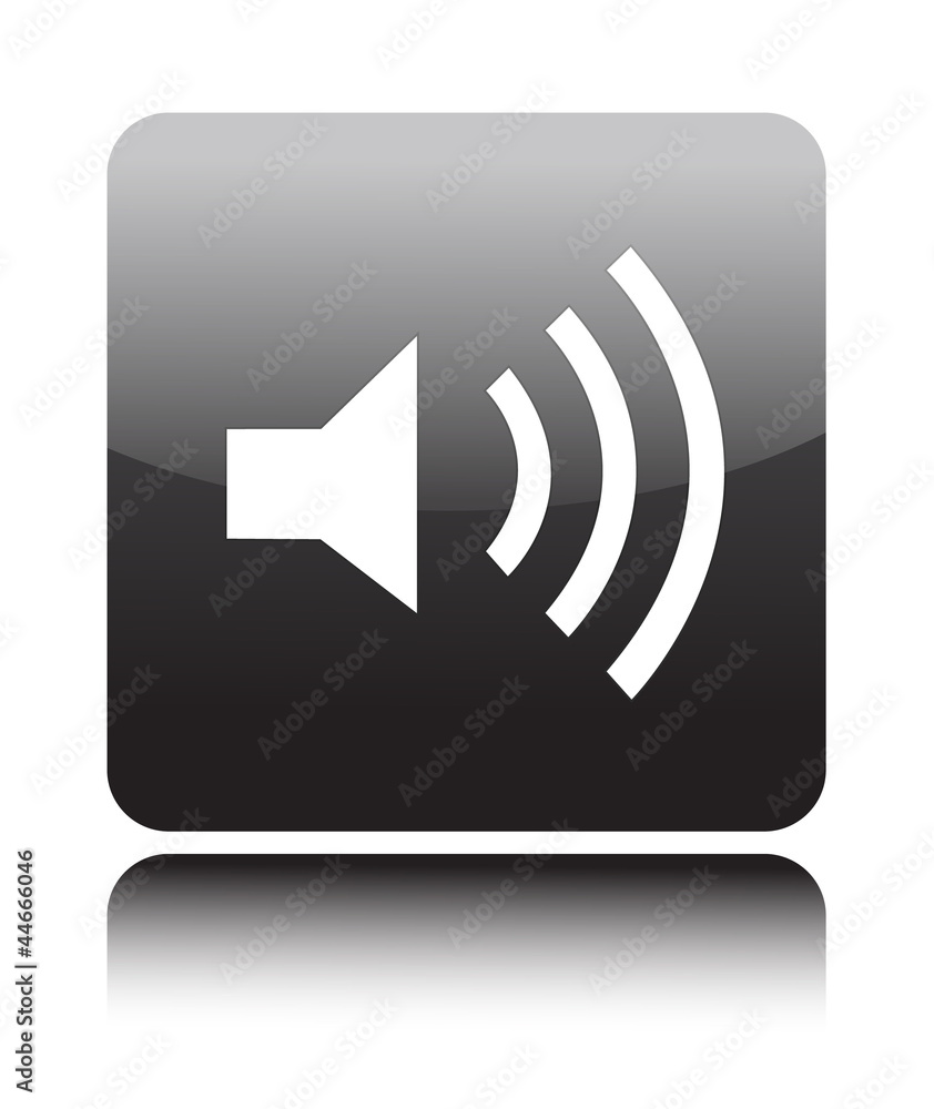 Speaker icon on black glossy button Speaker icon on black glossy button