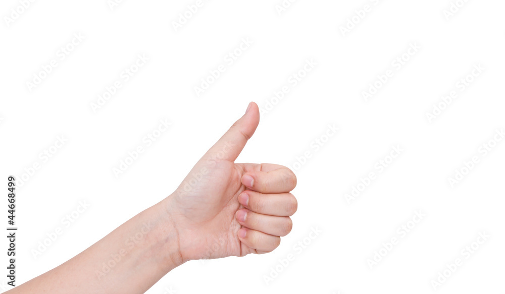 Thumbs up hand sign isolated on white background Thumbs up hand sign isolated on white background
