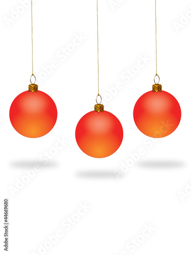 Red christmas ball on white background with copy space.
