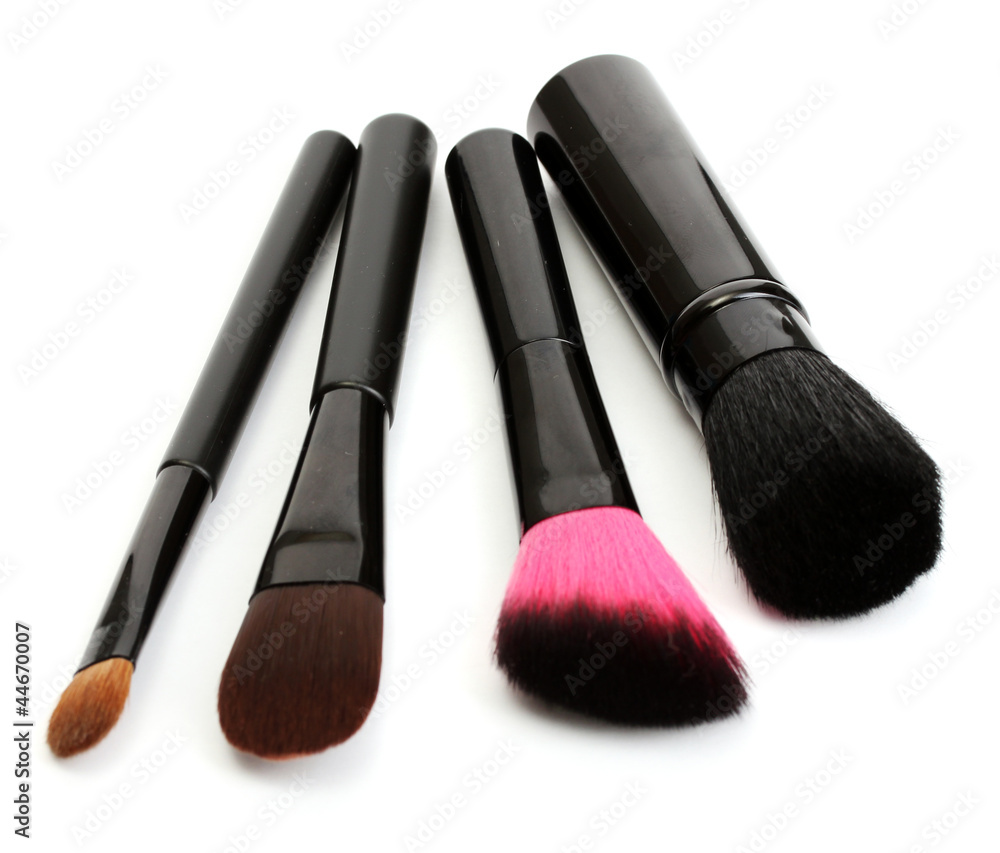 black brushes for make-up isolated on white. black brushes for make-up isolated on white.