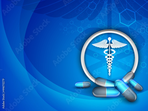 Abstract medical background with 3D caduceus medical symbol. EPS