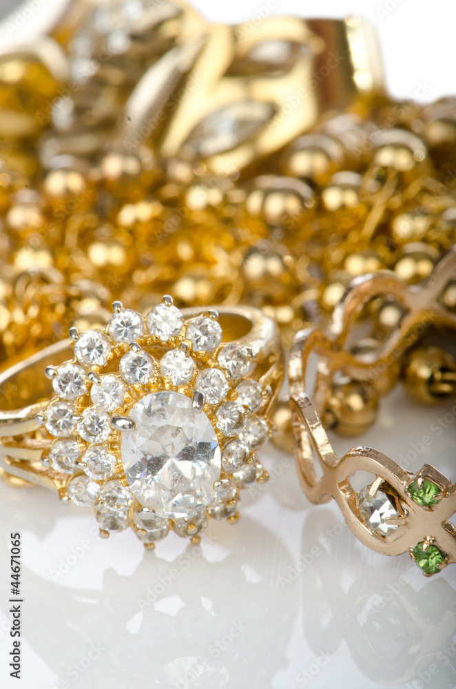 Lots of jewellery on white