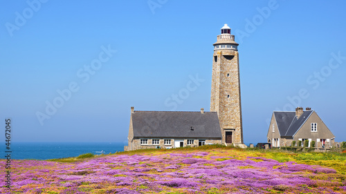 Lighthouse on Cap Levi Fermanville. Brittany, France.